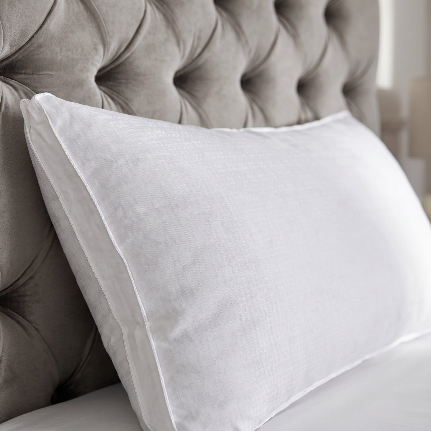 Micro Down pillow, 300TC cotton cover. Non-allergenic fill for hotel and guesthouse use.